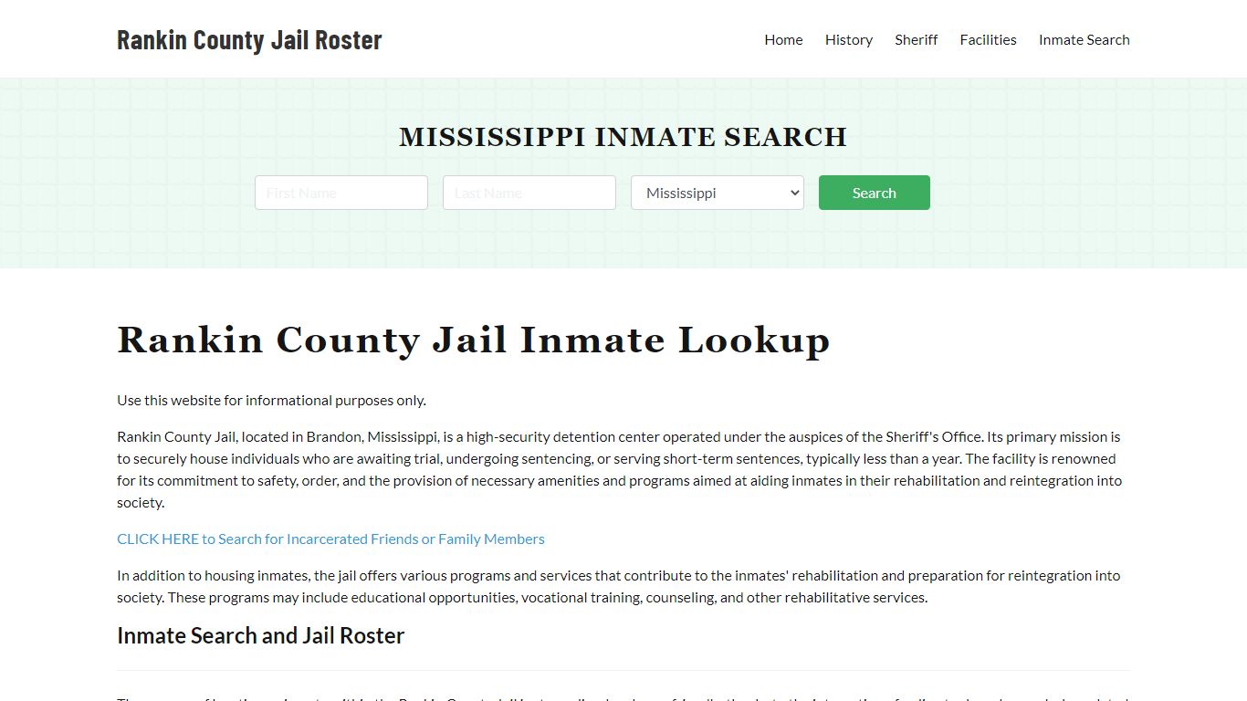 Rankin County Jail Roster Lookup, MS, Inmate Search