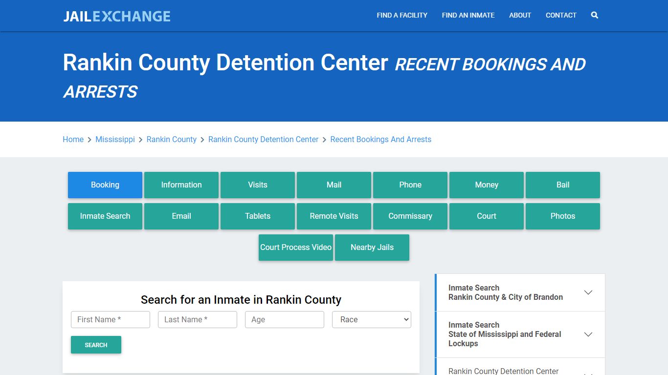 Rankin County Detention Center Recent Bookings And Arrests - Jail Exchange