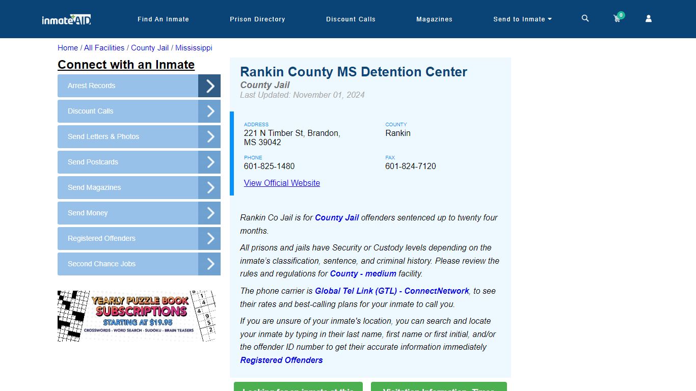 Rankin County MS Detention Center - Inmate Locator